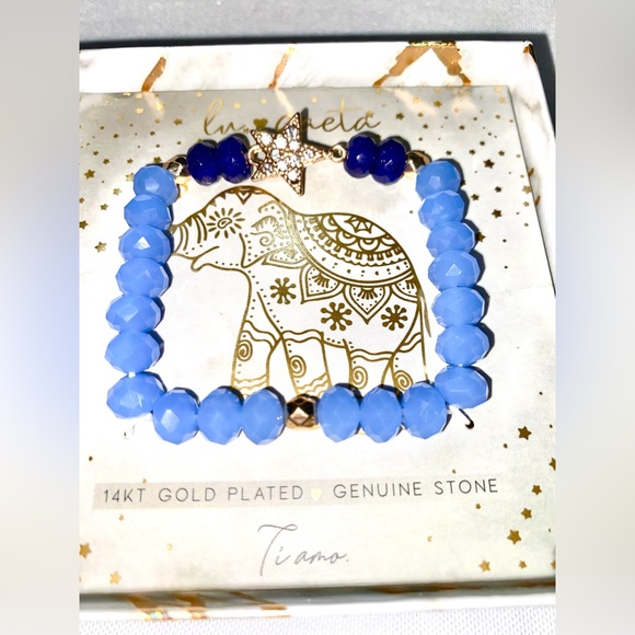 BRACELET 14K YELLOW GOLD PLATED CALMING ENERGY WOMEN'S STRETCH Gift Boxed - Picture 4 of 8